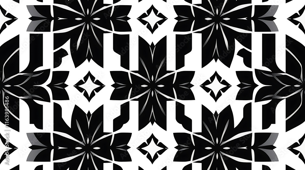 Poster abstract black and white pattern: a mesmerizing visual journey through intricate geometric shapes th