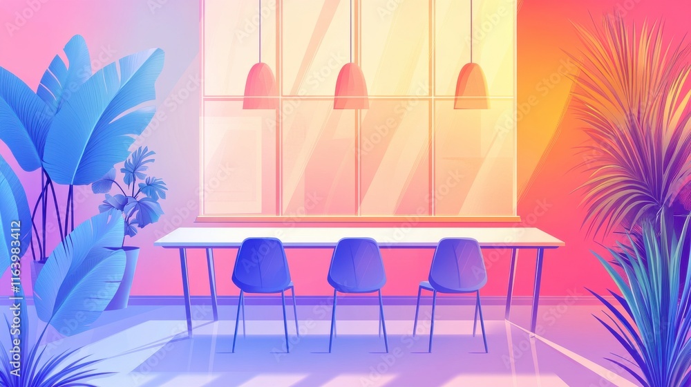 Poster bright educational workspace with visual hierarchy