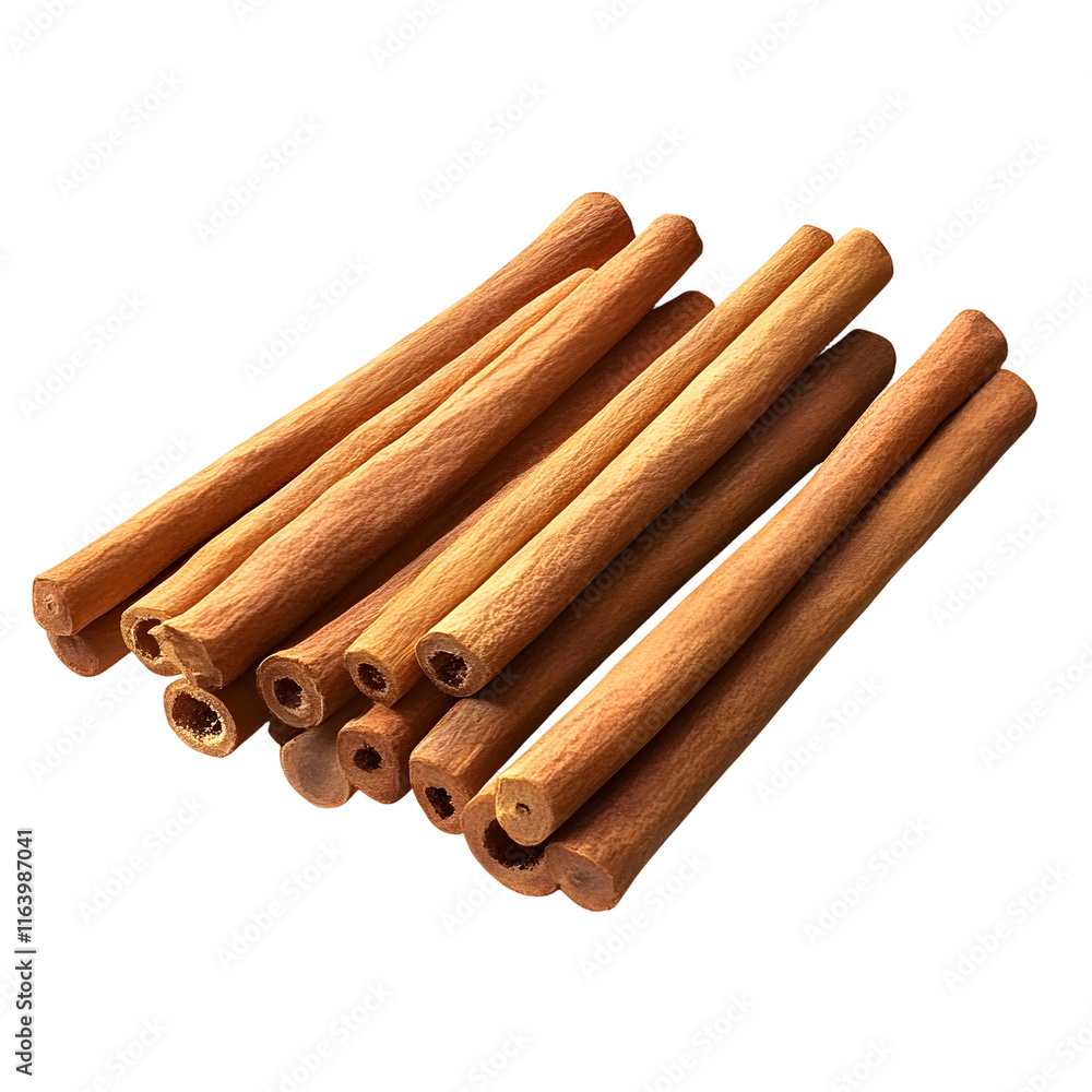 Poster cinnamon sticks isolated on transparent background generative ai.