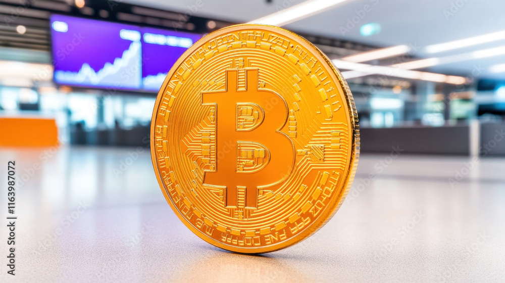 Poster btcusd, a futuristic display of a bitcoin coin, showcasing modern trading concepts and digital curre