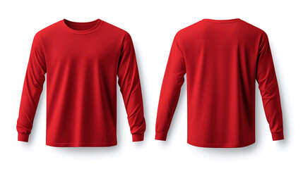 Red Long Sleeve T-Shirt Template