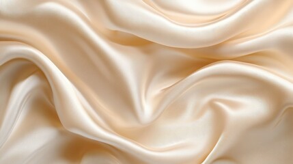Obraz premium Creamy satin fabric with soft folds. Ideal for luxury, beauty, or fashion designs needing a smooth, elegant texture.