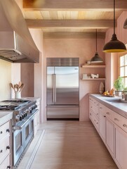 Fototapeta premium Rustic Farmhouse Kitchen Design Featuring Stainless Steel Appliances