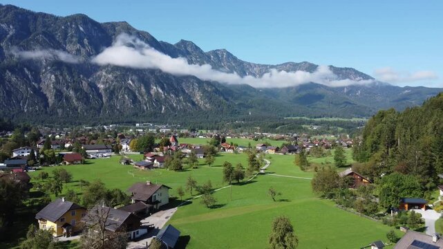 alpine mountains and valleys, landscape on a sunny