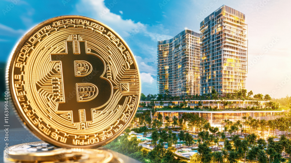 Poster btcusd, a physical bitcoin coin placed on a table alongside a modern device, captured in a high-reso