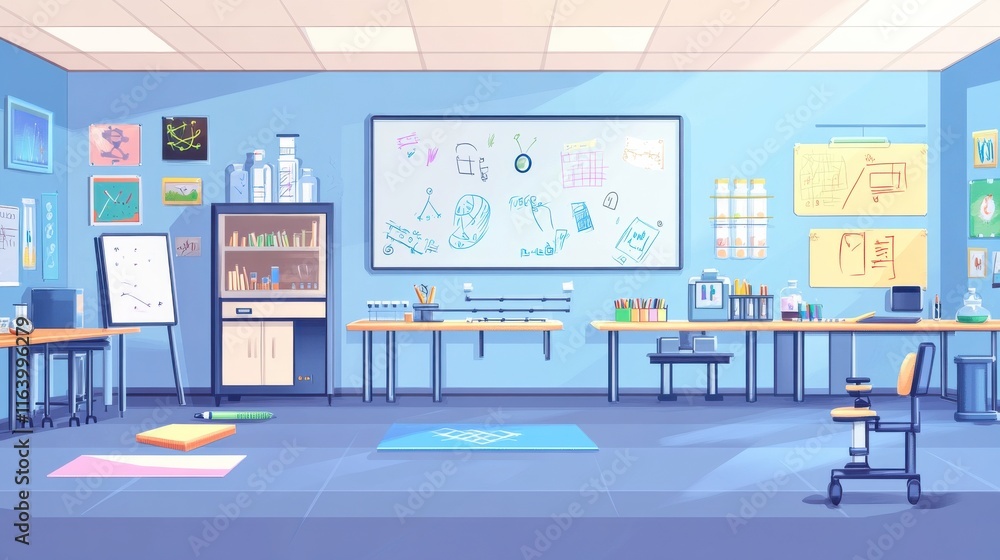 Poster interactive science lab with clear visual hierarchy