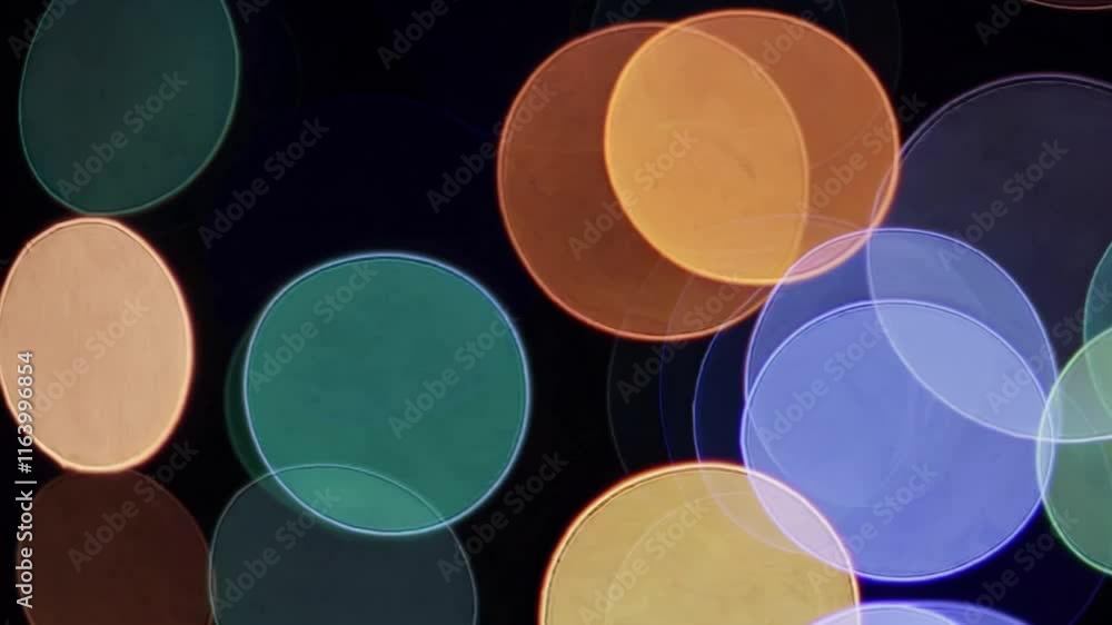 Poster a mesmerizing display of colorful bokeh lights on a dark background, creating a dreamy atmosphere pe