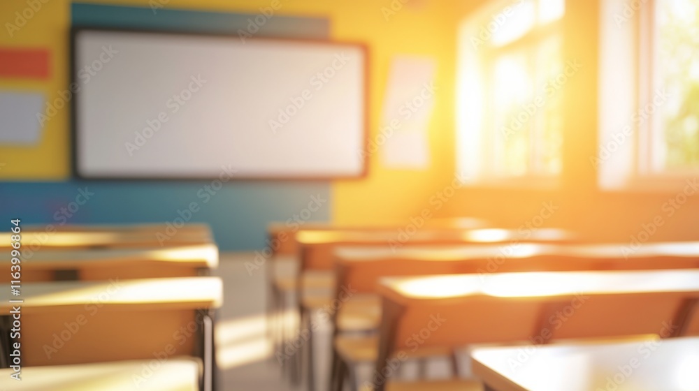 Poster modern interactive classroom with soft lighting