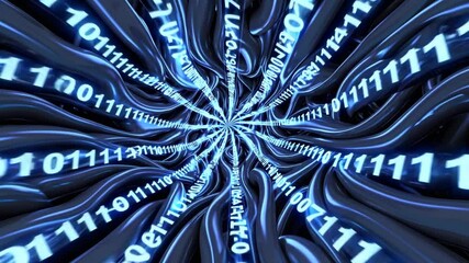 A dynamic swirl of glowing binary code representing data flow and digital transformation in the tech world. - Powered by Adobe