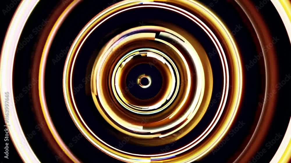 Poster a mesmerizing abstract pattern featuring concentric circles with golden hues, perfect for digital ba