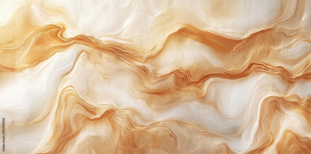 Aufkleber Abstract wavy pattern in warm tones of cream and orange, creating a fluid texture.