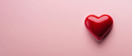 A red heart-shaped sticker seals an envelope, set against a soft pink background. This composition is perfect for Valentine's Day themes, offering ample space on the right for text or design elements.