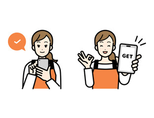 A housewife operating a cell phone to GET.
