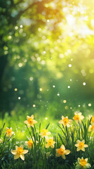 Obraz premium yellow daffodils in grass