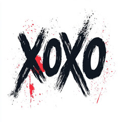 A modern logo design features the word "XOXO" in bold, brushstroke-style text on a clean white background. The simple and elegant typography makes it ideal for branding or decorative use.