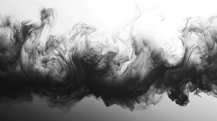 Fototapeta premium Abstract grayscale ink swirling in water.
