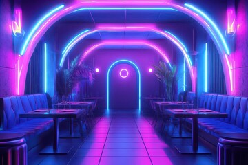 Obraz premium Futuristic Dining Space with Neon Highlights