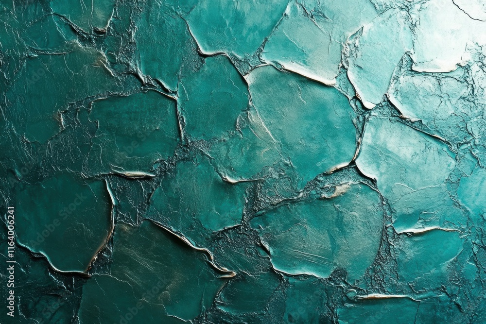 Poster A textured surface with a turquoise color and crack-like patterns.