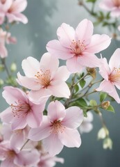 Fototapeta premium Delicate petals unfolding in soft watercolor hues, blooms, nature