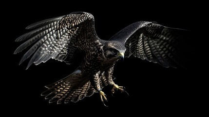 Fototapeta premium Majestic Goshawk in Flight Against Dark Background
