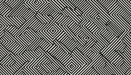 Abstract Black And White Geometric Striped Pattern Design
