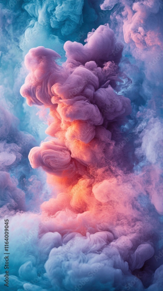 Poster a vibrant display of colorful smoke swirling in the air, creating an abstract, dreamlike effect.