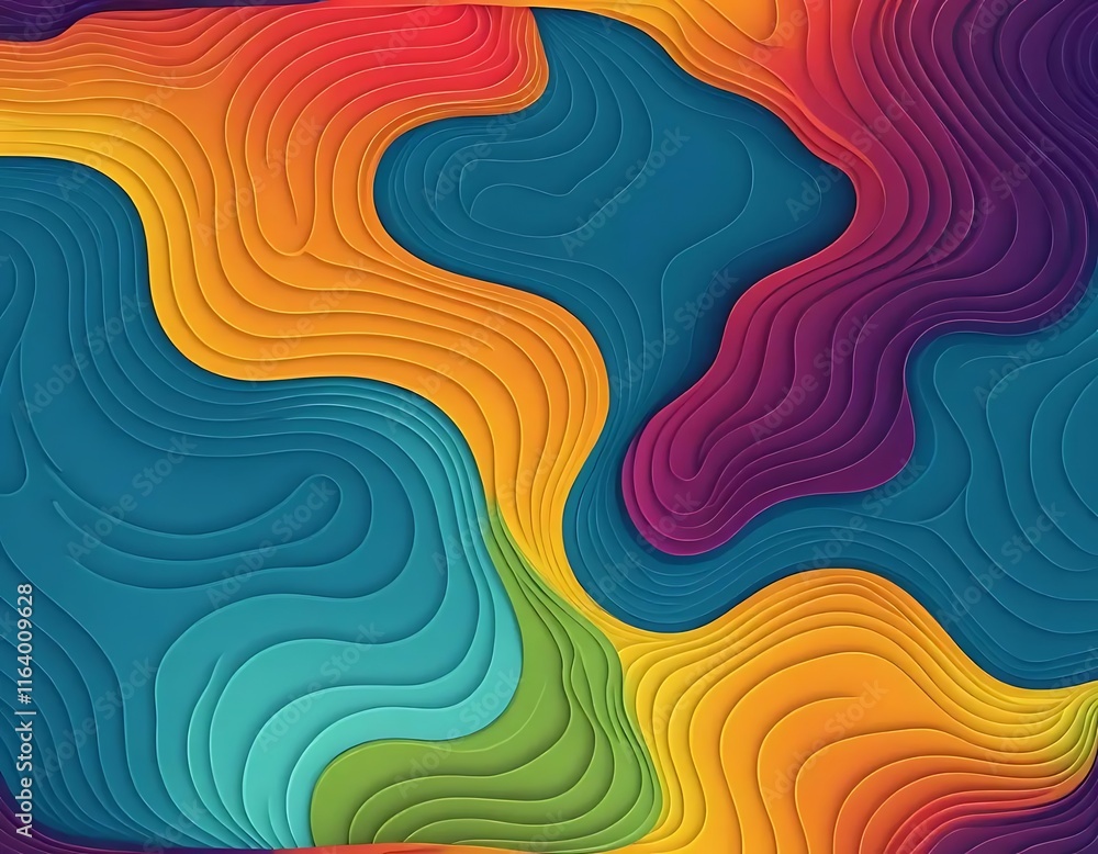 Aufkleber abstract colorful layered wave pattern design