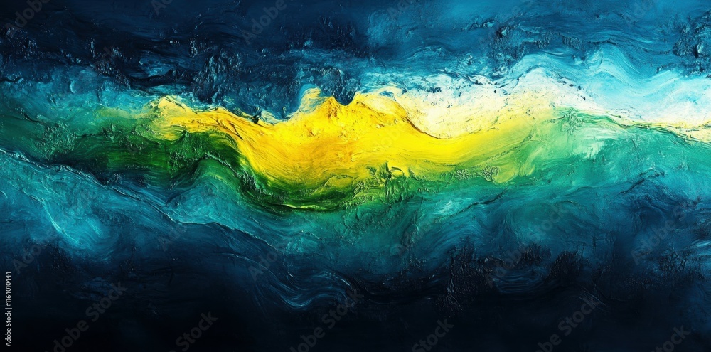 Poster abstract waves of color evoke a sense of movement and tranquility in a fluid landscape.