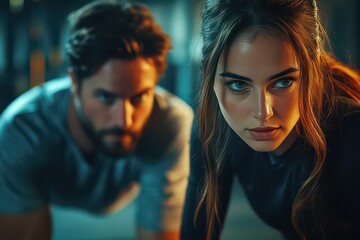 Personal Trainer Guiding Client in Dynamic Gym Workout