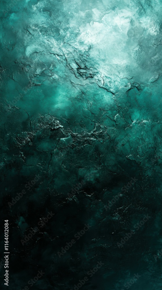Poster abstract textured background in shades of teal and black, evoking depth and calmness.