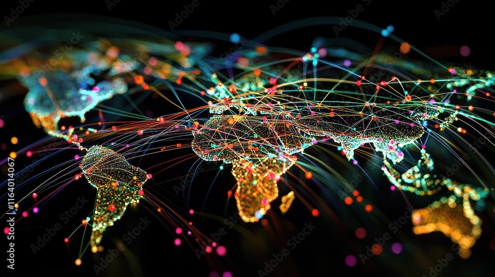 Poster global network connections: a visual representation of worldwide interconnectivity