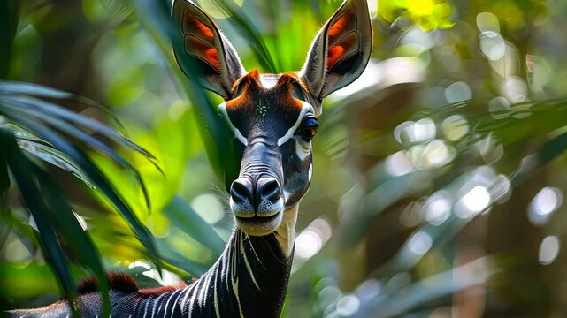okapi on nature in the forest. Selective focus. nature.