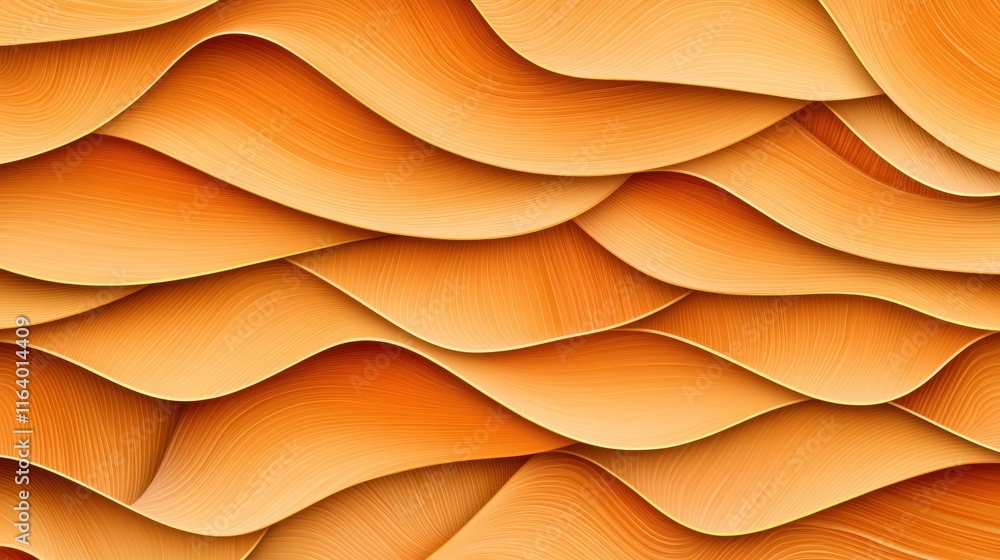Poster abstract orange wavy pattern with smooth curves and textures
