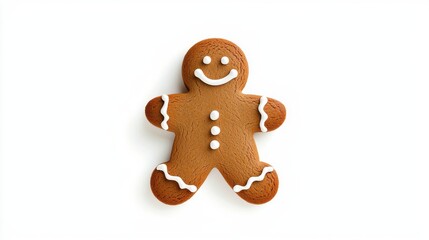 Festive gingerbread man cookie art isolated on white background