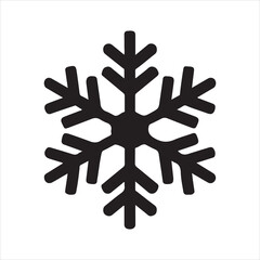 A vector illustration of a snowflake icon set in silhouette style, with a white background. The icons include a snowflake, a snowman, a skier, a ski lift, and a hot chocolate mug. The snowflake and sn