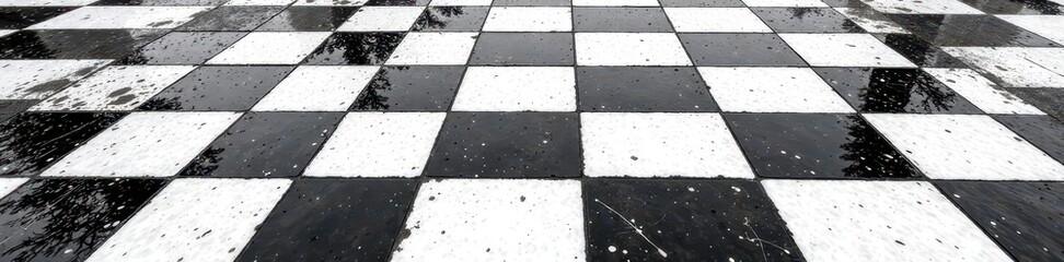 Fototapeta premium Classic black and white checkered pattern, crisp lines , texture, stock