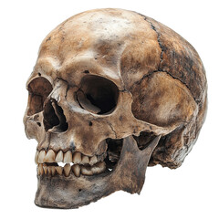 Fototapeta premium Human Skull Isolated on White Background: Realistic and Detailed Displays for Education and Art