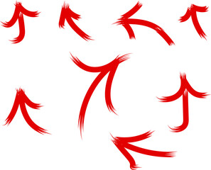Fototapeta premium hand-drawn red curved arrow isolated on white or transparent 