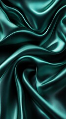 Obraz premium A close-up of luxurious teal satin fabric with smooth, flowing folds.
