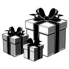 Christmas Silver Gift Boxes Black silhouette