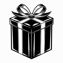 Christmas Silver Gift Boxes Black silhouette
