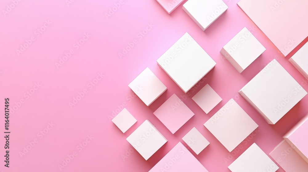 Poster abstract minimal design with geometric shapes on soft pink background