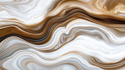 Abstract Swirling Brown and White Waves in Soft Tones and Textures