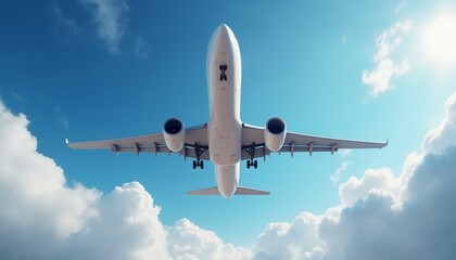 Airplane Flying Above Clouds in Clear Sky