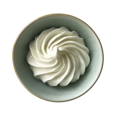 Decorative Swirl of Whipped Cream in a Light Green Bowl