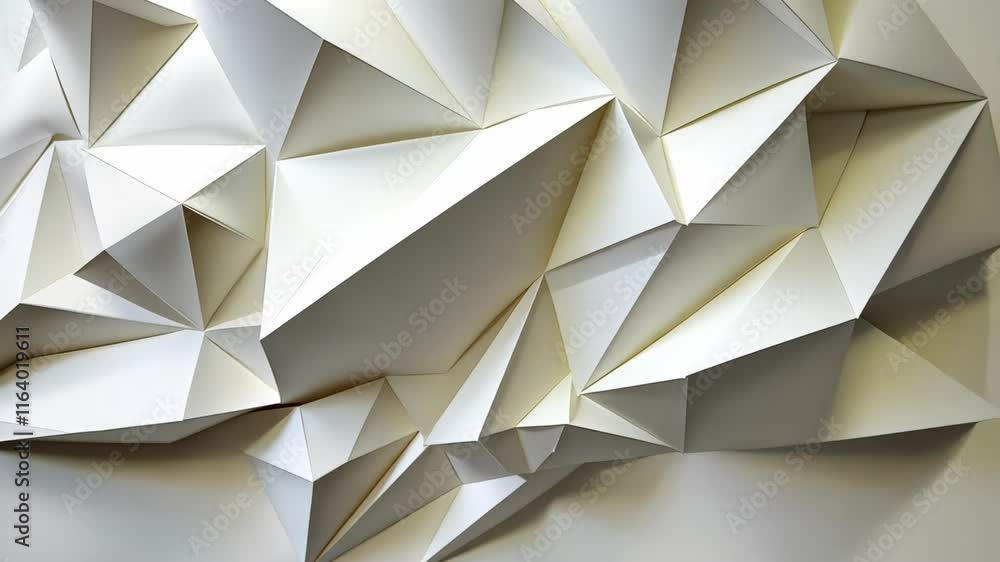 Poster geometric paper shapes create an abstract, textured white background with highlights and shadows geo