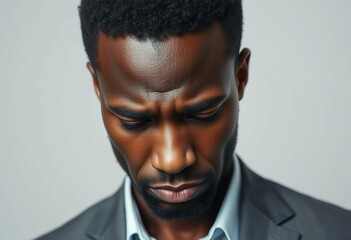 Fototapeta premium Portrait of a sad Afro-American man