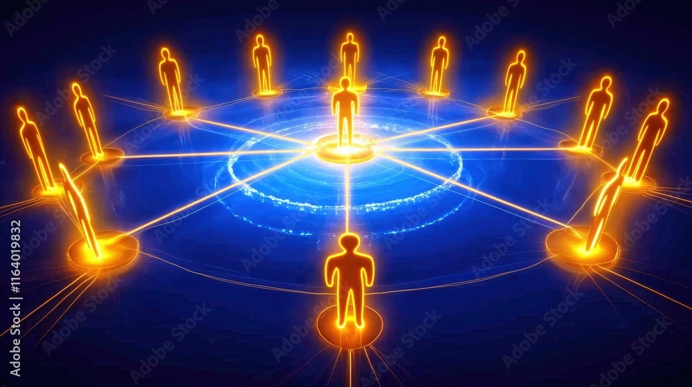 Poster connected individuals in a digital network representing communication and interaction