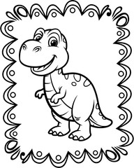 Fototapeta premium Dinosaur coloring page for kids vector illustration on white background