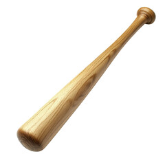 Wooden Baseball Bat Isolated on White Background with Shadows